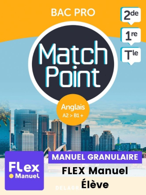 Match Point - Anglais 2de, 1re, Tle Bac Pro (2023) - Pochette - FLEX manuel numérique granulaire élève