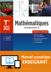 Mathématiques - Groupement C - Tle Bac Pro (2018) - Pochette - Manuel numérique enseignant