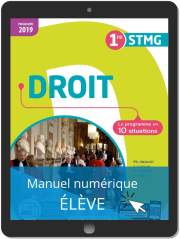 Droit 1re STMG (2019) - Pochette - Manuel numérique élève