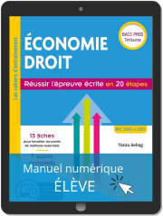 Économie-Droit - Réussir l'épreuve écrite en 20 étapes Bac Pro (2019) - Pochette - Manuel numérique élève