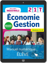 Économie-Gestion 2de, 1re, Tle Bacs Pros Industriels (2020) - Pochette - Manuel numérique élève