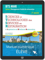 Sciences et Technologies des Services en restauration (STSR) 2e année BTS MHR (2020) - Pochette - Manuel numérique élève