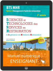 Sciences et Technologies des Services en Restauration (STSR) 2e année BTS MHR (2020) - Pochette - Manuel numérique enseignant
