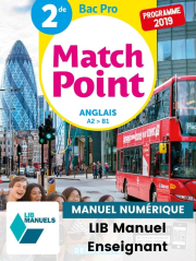 Match Point Anglais 2de Bac Pro (Ed. num. 2021) - Pochette - Manuel numérique enseignant