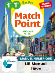 Match Point Anglais 1re, Tle Bac Pro (Ed. num. 2021) - Pochette - Manuel numérique élève