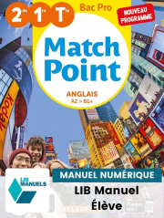 Match Point Anglais 2de, 1re, Tle Bac Pro (Ed. num. 2021) - Pochette - Manuel numérique élève